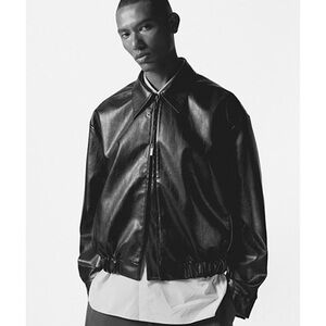 MUSINSA Lemard (Korean brand) Men's Classic Black Vegan Leather Jacket Bomber M